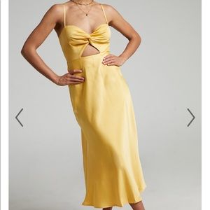 Showpo Tomoni Flounce Shoulder Mini Dress Yellow